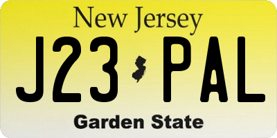 NJ license plate J23PAL