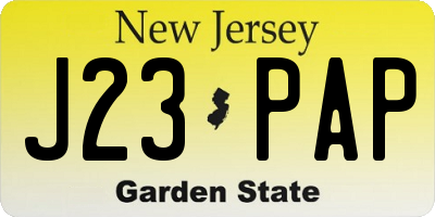 NJ license plate J23PAP