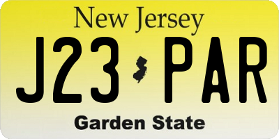 NJ license plate J23PAR