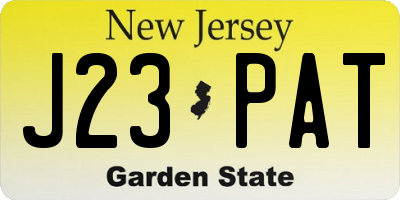 NJ license plate J23PAT