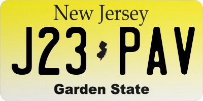 NJ license plate J23PAV