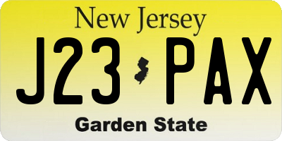 NJ license plate J23PAX