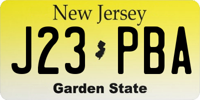 NJ license plate J23PBA