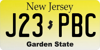 NJ license plate J23PBC