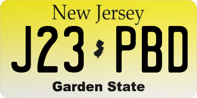 NJ license plate J23PBD