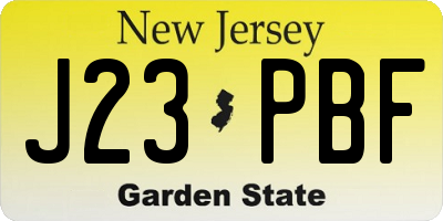 NJ license plate J23PBF