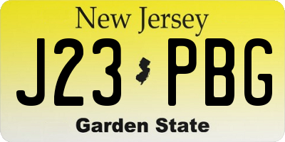 NJ license plate J23PBG