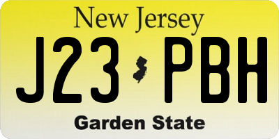 NJ license plate J23PBH