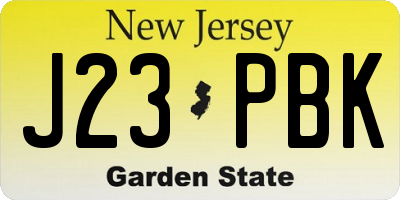 NJ license plate J23PBK