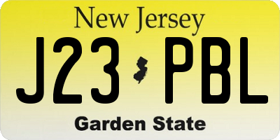 NJ license plate J23PBL