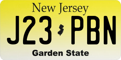 NJ license plate J23PBN