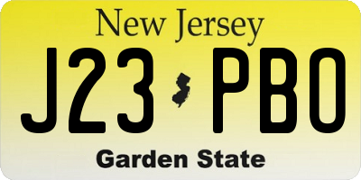 NJ license plate J23PBO