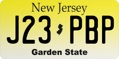 NJ license plate J23PBP