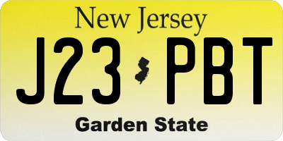 NJ license plate J23PBT