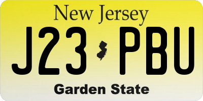 NJ license plate J23PBU