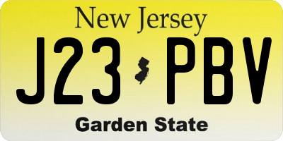 NJ license plate J23PBV