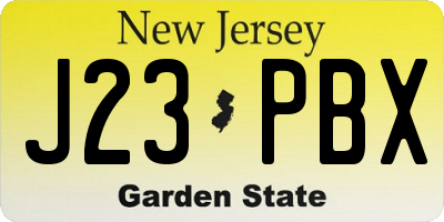 NJ license plate J23PBX