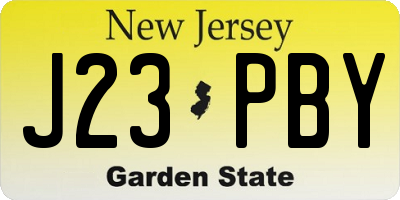 NJ license plate J23PBY
