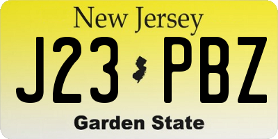 NJ license plate J23PBZ