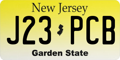 NJ license plate J23PCB