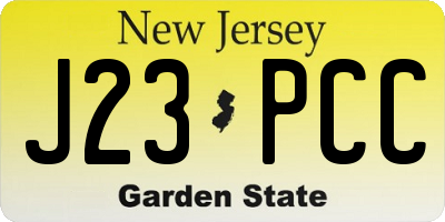 NJ license plate J23PCC