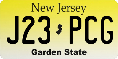 NJ license plate J23PCG