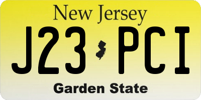 NJ license plate J23PCI