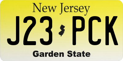 NJ license plate J23PCK