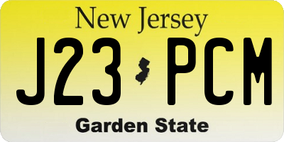 NJ license plate J23PCM
