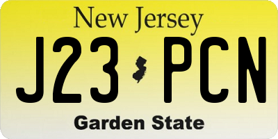 NJ license plate J23PCN