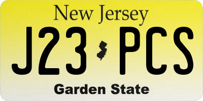NJ license plate J23PCS