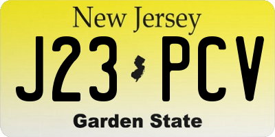 NJ license plate J23PCV