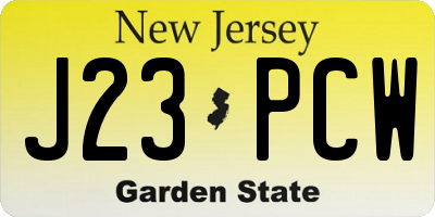 NJ license plate J23PCW