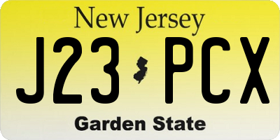 NJ license plate J23PCX