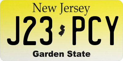 NJ license plate J23PCY