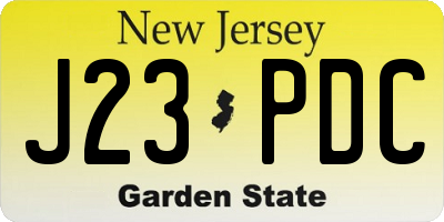 NJ license plate J23PDC