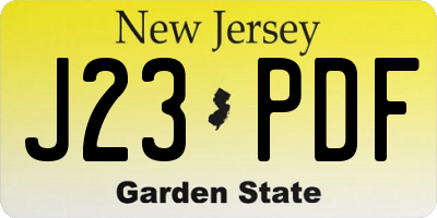 NJ license plate J23PDF