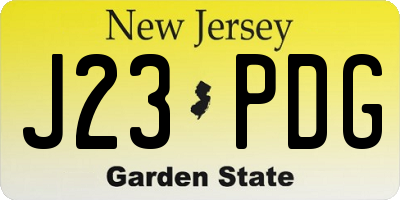 NJ license plate J23PDG