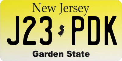 NJ license plate J23PDK