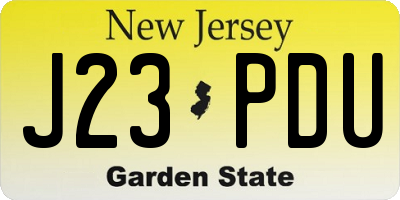 NJ license plate J23PDU