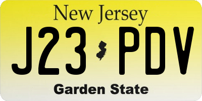 NJ license plate J23PDV
