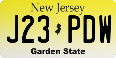 NJ license plate J23PDW