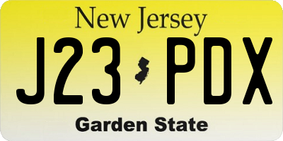 NJ license plate J23PDX