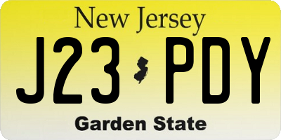 NJ license plate J23PDY