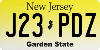 NJ license plate J23PDZ