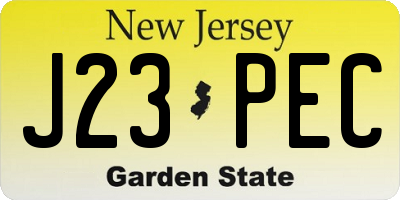 NJ license plate J23PEC