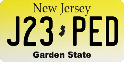 NJ license plate J23PED