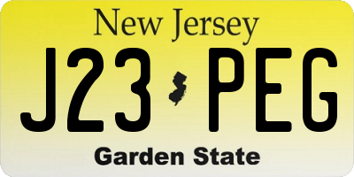 NJ license plate J23PEG