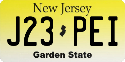 NJ license plate J23PEI