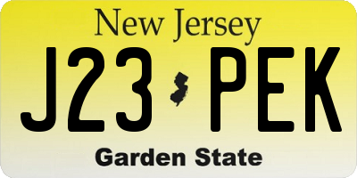 NJ license plate J23PEK